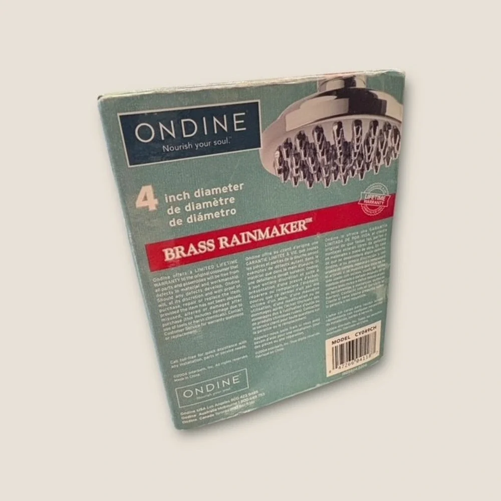 Ondine Brass Rainmaker 4-Inch Chrome Showerhead CY049CH New in Box